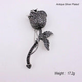 Vintage Full Rhinestone Rose Brooch Pin