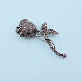 Vintage Full Rhinestone Rose Brooch Pin