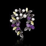 Vintage Style Pearl Leaf Brooch Pin Wedding Jewelry