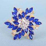 Green Flower Brooch Female Gift Rhinestone Bridal Wedding Jewelry
