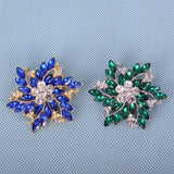 Green Flower Brooch Female Gift Rhinestone Bridal Wedding Jewelry