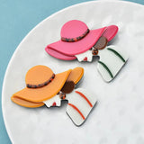 Acrylic Sunhat Lady Brooches Modern Girl Pin