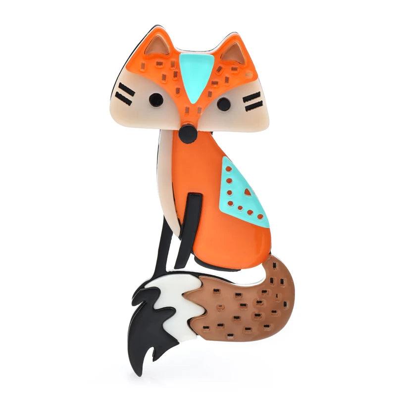 Acrylic Fox Brooches For Women National Style