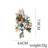 Women Retro Natural Stones Tree Brooches Pearl Stone Leaf Big Brooch Jewelry