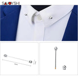 Personality Brooch Silver Clip Collar Shirt Buttoned Pin Male Accessories