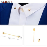 Personality Brooch Silver Clip Collar Shirt Buttoned Pin Male Accessories
