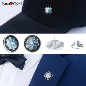Enamel Flower Lapel Pin Brooch Fine Gift for Men