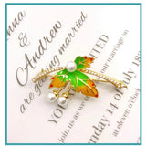 Pearl Flower Brooch, High-Grade Leaves, Colored Glaze, Retro Women's Pin