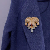 Morkopela Pearl Horse Heads Brooch Pins Women Jewelry Enamel Animal Rhinestone