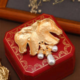 Morkopela Pearl Horse Heads Brooch Pins Women Jewelry Enamel Animal Rhinestone