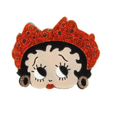Girl Glitter Acrylic Brooches Cartoon Face Figure Resin Female Brooch Pins