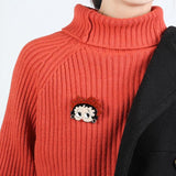 Girl Glitter Acrylic Brooches Cartoon Face Figure Resin Female Brooch Pins
