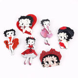 Girl Glitter Acrylic Brooches Cartoon Face Figure Resin Female Brooch Pins