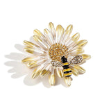 Sunflower Honeybee Brooch Pin with CZ Crystal for Women Girls