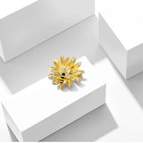 Sunflower Honeybee Brooch Pin with CZ Crystal for Women Girls