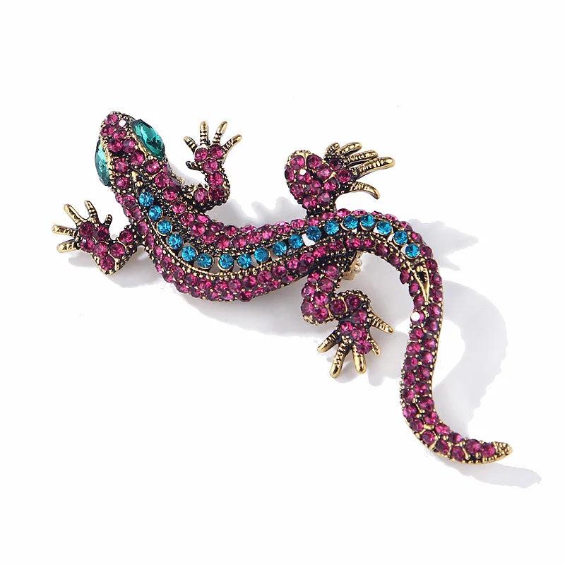 Crystal Lizard Brooch for Women Clothes Backpack Bags Lapel Pin