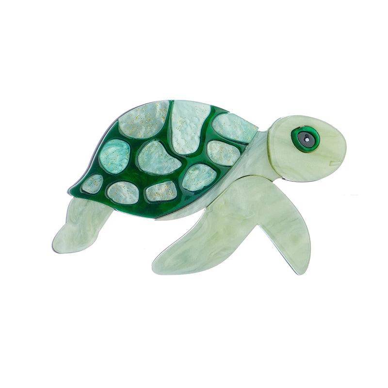 Acrylic Green Turtle Brooch Cartoon Pins Badges Jewelry Gift