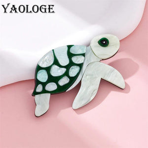 Acrylic Green Turtle Brooch Cartoon Pins Badges Jewelry Gift