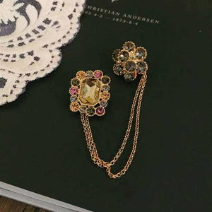 Vintage Tassel Bow Brooch Pin Pearl Rhinestone Coat Corsage