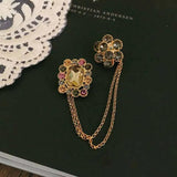 Vintage Tassel Bow Brooch Pin Pearl Rhinestone Coat Corsage
