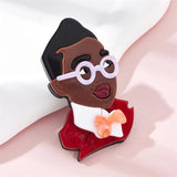 Acrylic Gentleman Boy Glasses Brooches Figure Pins Jewelry Gift