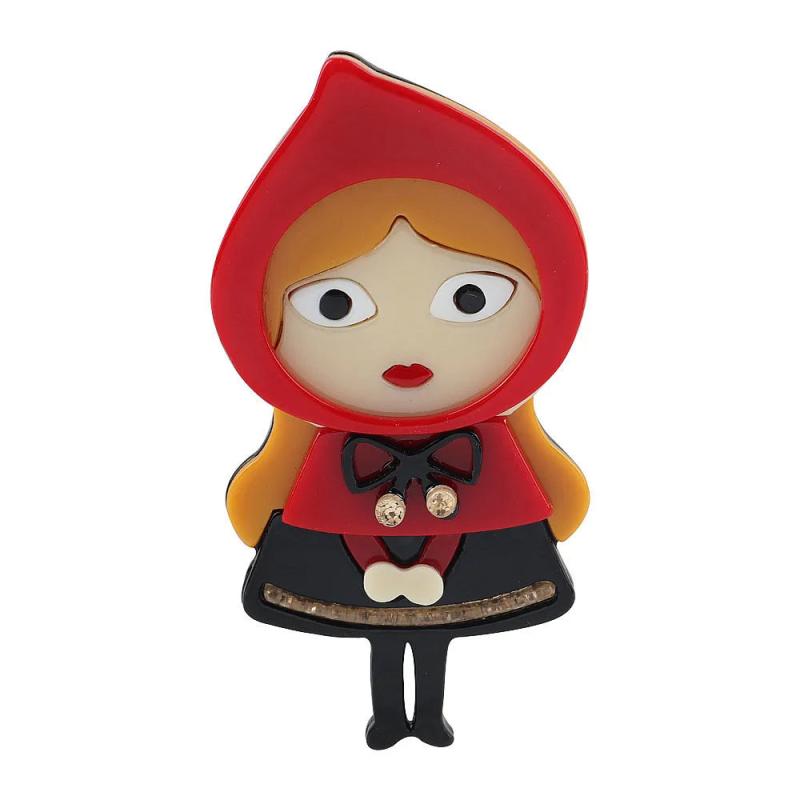 Red Bandana Girl Cartoon Acrylic Brooch