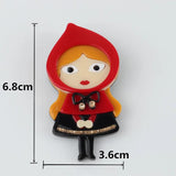 Red Bandana Girl Cartoon Acrylic Brooch