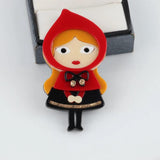 Red Bandana Girl Cartoon Acrylic Brooch