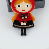 Red Bandana Girl Cartoon Acrylic Brooch