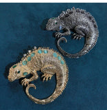 Rhinestone Lizard Brooch Chameleon Coat Pin Retro Accessories