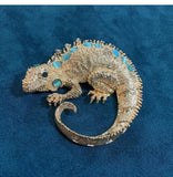 Rhinestone Lizard Brooch Chameleon Coat Pin Retro Accessories