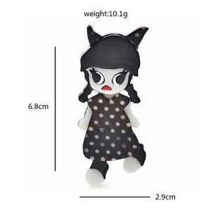 Acrylic Cartoon Girl Brooches Two Pigtails Figure Pins
