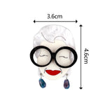 Acrylic Celebrity Lady Brooch Pins Elizabeth II Figure Badges