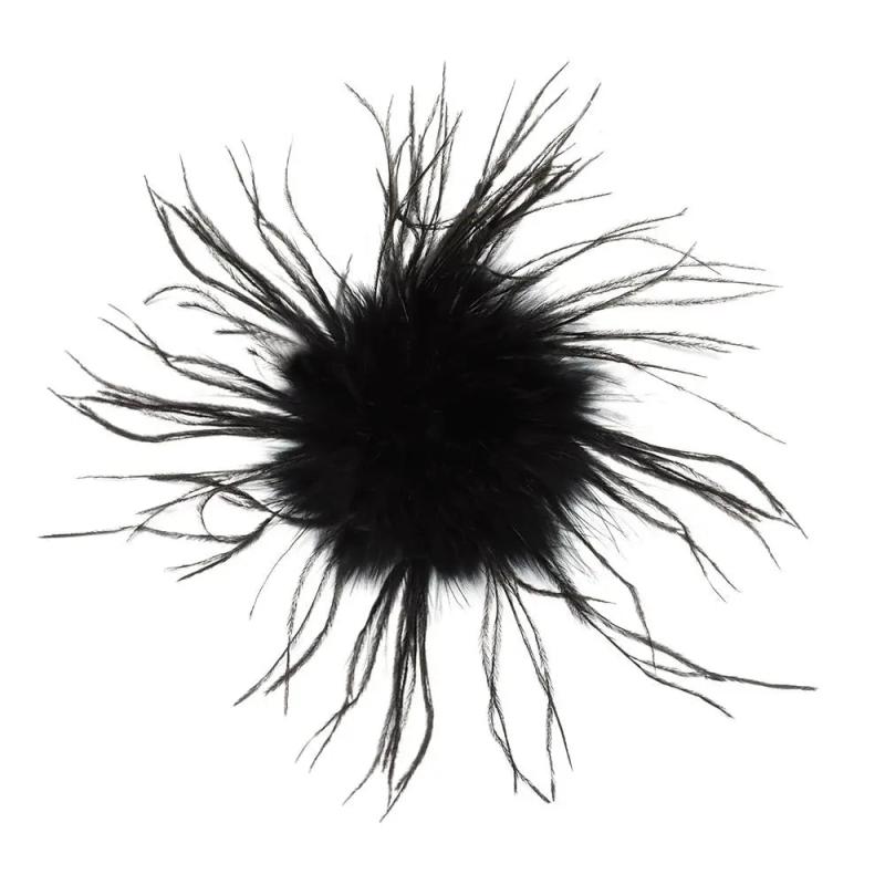 Colorful Ostrich Feather Brooch for Scarf Clip