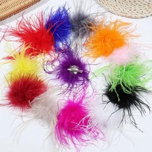 Colorful Ostrich Feather Brooch for Scarf Clip