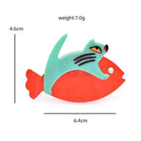 Acrylic Fish Cat Brooches 2-color Cartoon Pets Animal Pin