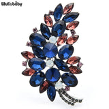Crystal Flower Leaf Brooch Pins Jewelry Christmas Coat Brooches