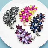 Crystal Flower Leaf Brooch Pins Jewelry Christmas Coat Brooches