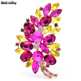 Crystal Flower Leaf Brooch Pins Jewelry Christmas Coat Brooches