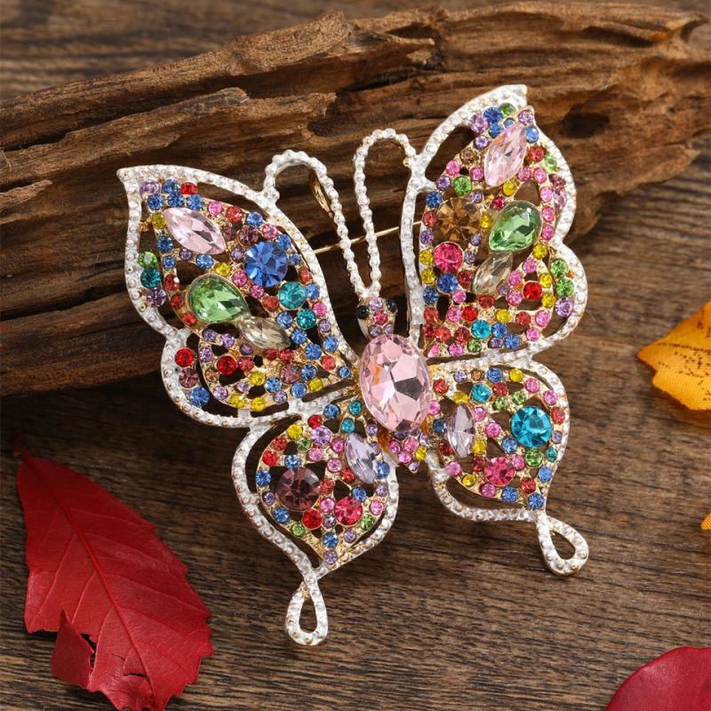 Morkopela Butterfly Brooches Crystal Rhinestone Large Pins
