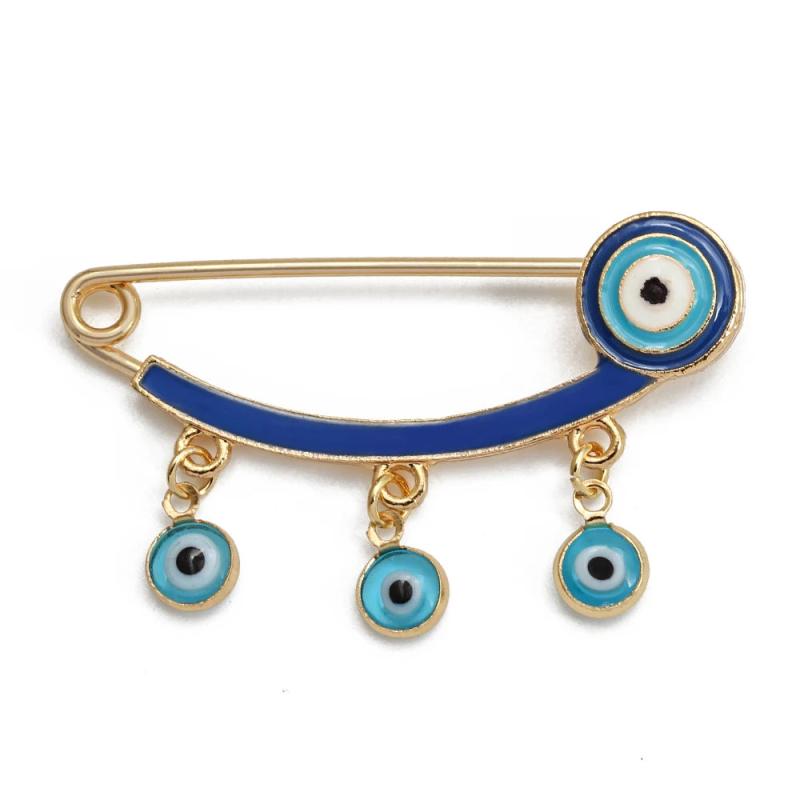 Lucky Eye Copper Evil Eye Charm Brooches Pin Heart Star Flower Charm Brooch