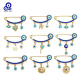 Lucky Eye Copper Evil Eye Charm Brooches Pin Heart Star Flower Charm Brooch