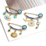 Lucky Eye Copper Evil Eye Charm Brooches Pin Heart Star Flower Charm Brooch