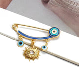 Lucky Eye Copper Evil Eye Charm Brooches Pin Heart Star Flower Charm Brooch