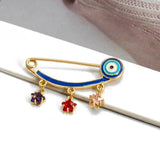 Lucky Eye Copper Evil Eye Charm Brooches Pin Heart Star Flower Charm Brooch