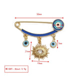 Lucky Eye Copper Evil Eye Charm Brooches Pin Heart Star Flower Charm Brooch