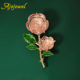 Pink Resin Rosa Flower Candy Brooch Green Leaves Jewelry for Women Girls