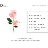 Pink Resin Rosa Flower Candy Brooch Green Leaves Jewelry for Women Girls