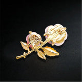 Pink Resin Rosa Flower Candy Brooch Green Leaves Jewelry for Women Girls