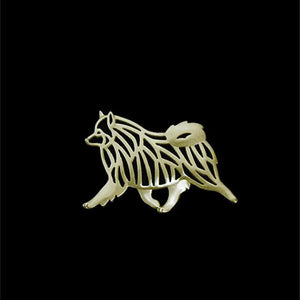 Vintage Keeshond Silver Plated Brooch Jewelry